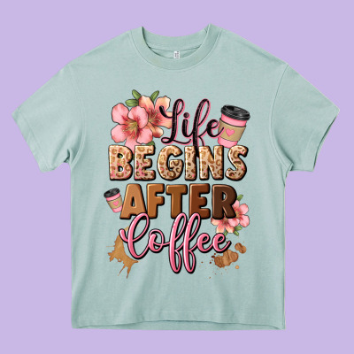 Life Begins After Coffee Heavy Core Tee Designed By Jahusdesignshop
