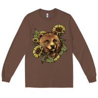 Chestnut Bear head sunflower Long Sleeve Tee - HowdyJamesFarm