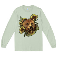 Matcha Bear head sunflower Long Sleeve Tee - HowdyJamesFarm