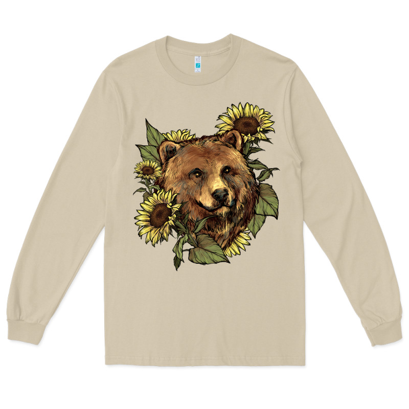Bear Head Sunflower Long Sleeve Tee by HowdyJamesFarm | Teevron