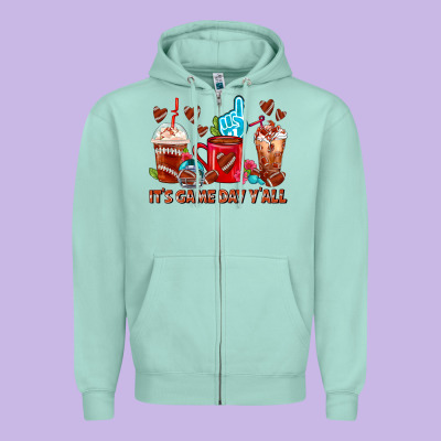 American Football Coffee Cups Zipper Hoodie Designed By Fadigitalartstudio