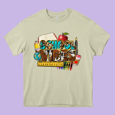 School Vibes Heavy Core Tee Designed By Nancycooperartshop