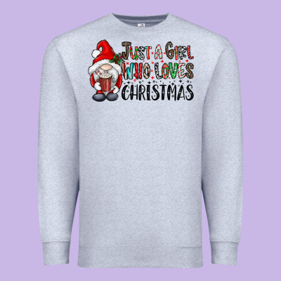 Just A Girk Who Loves Christmas Premium Sweatshirt Designed By Cowhidedigitalart