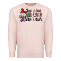 Pale Pink just a girk who loves christmas Premium Sweatshirt - CowhideDigitalArt