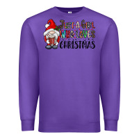 Purple just a girk who loves christmas Premium Sweatshirt - CowhideDigitalArt