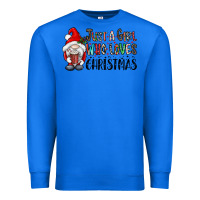 True Royal just a girk who loves christmas Premium Sweatshirt - CowhideDigitalArt