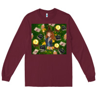 Burgundy wizard girl with magic Long Sleeve Tee - TumblerDesignByShophia