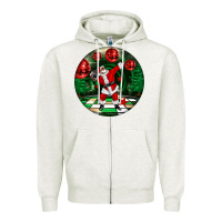 Oatmeal Heather Dancing santa Zipper Hoodie - FaDigitalArtStudio