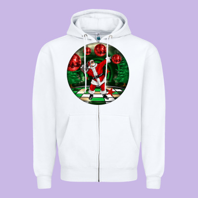 Dancing Santa Zipper Hoodie Designed By Fadigitalartstudio