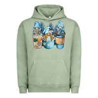 Pigment Oil Green winter coffee gnome Urban Hoodie - BarkalooDesign