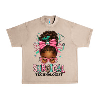 French Oak Surgical Technologist Afro Messy Bun Urban Heavy Tee - texasbilliewilder