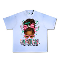 Grape Ice Surgical Technologist Afro Messy Bun Urban Heavy Tee - texasbilliewilder