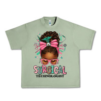 Oil Green Surgical Technologist Afro Messy Bun Urban Heavy Tee - texasbilliewilder