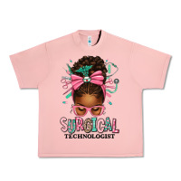 Salmon Surgical Technologist Afro Messy Bun Urban Heavy Tee - texasbilliewilder