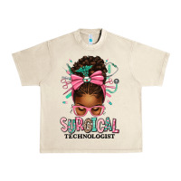 Sandshell Surgical Technologist Afro Messy Bun Urban Heavy Tee - texasbilliewilder