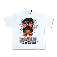 White Surgical Technologist Afro Messy Bun Urban Heavy Tee - texasbilliewilder