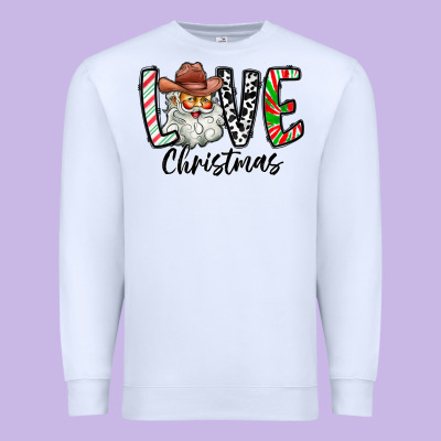 Love Christmas Santa Premium Sweatshirt Designed By Cowhidedigitalart