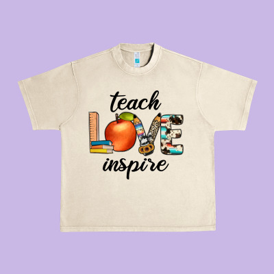 Teach Love Inspıre Urban Heavy Tee Designed By Jahusdesignshop