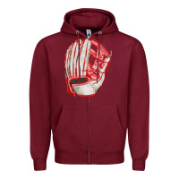 Burgundy Catchers Mitt Fa Element Zipper Hoodie - FaDigitalArtStudio