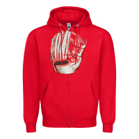 Red Catchers Mitt Fa Element Zipper Hoodie - FaDigitalArtStudio