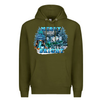 Army Green merry and bright Premium Hoodie - FaDigitalArtStudio