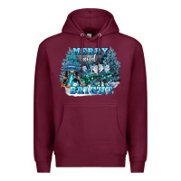Burgundy merry and bright Premium Hoodie - FaDigitalArtStudio