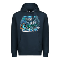 Navy merry and bright Premium Hoodie - FaDigitalArtStudio