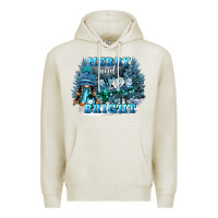 Oatmeal Heather merry and bright Premium Hoodie - FaDigitalArtStudio