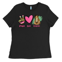 Black peace love horses Ladies Tee - RanaPortraitStore