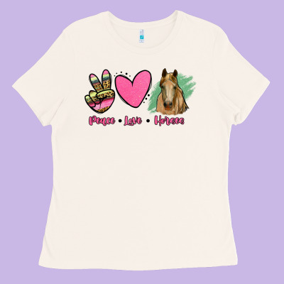 Peace Love Horses Ladies Tee Designed By Ranaportraitstore
