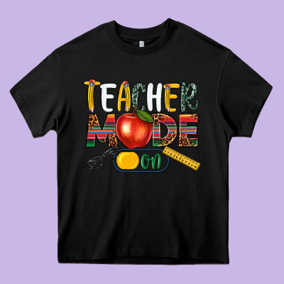 Teacher Mode On Heavy Core Tee Designed By Nancycooperartshop