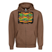Chestnut Halloween Skull Background Zipper Hoodie - BundleAndBundleShop