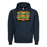 Navy Halloween Skull Background Zipper Hoodie - BundleAndBundleShop