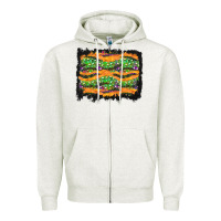 Oatmeal Heather Halloween Skull Background Zipper Hoodie - BundleAndBundleShop