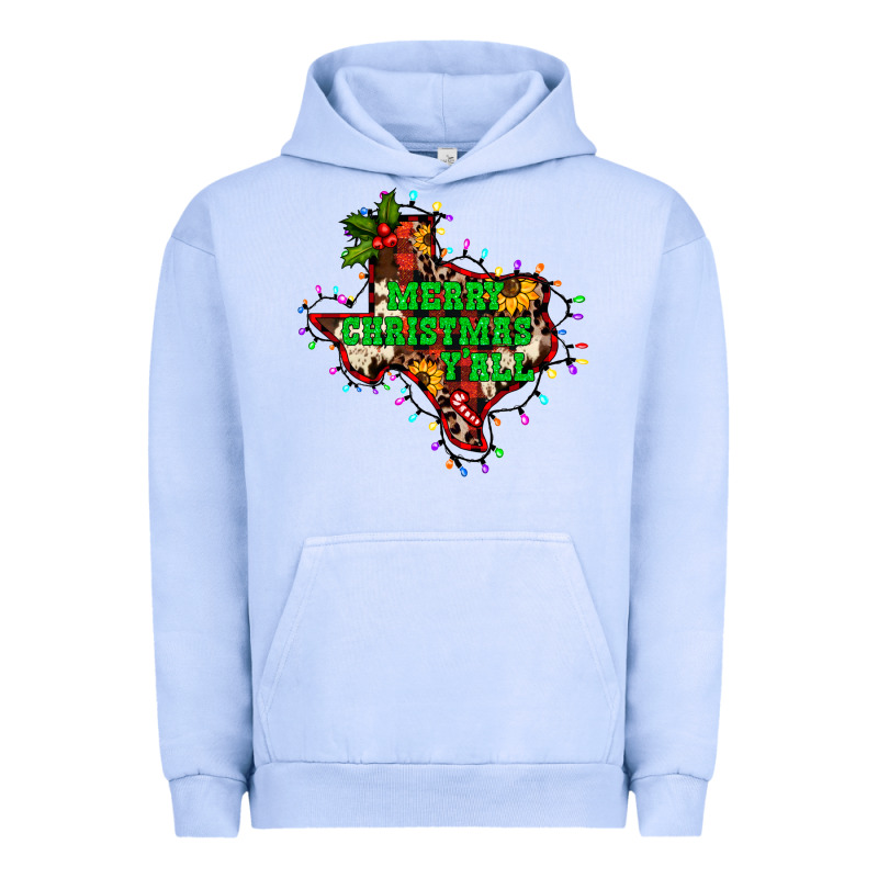 Merry Christmas Y'all Texas Map Urban Hoodie by BarkalooDesign | Teevron