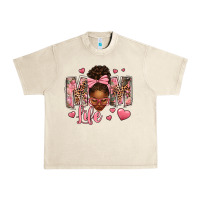 Sandshell Afro Messy Bun Mom Life Urban Heavy Tee - texasbilliewilder