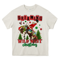 Cream dreaming of a wild west christmas cowboy santa Heavy Core Tee - MaliasSmallBusiness