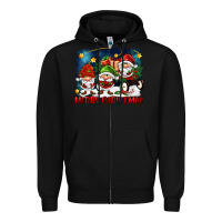 Black merry christmas gnomies wagon Zipper Hoodie - FaDigitalArtStudio