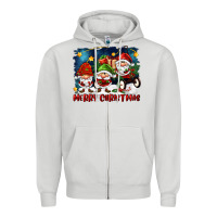Dove Grey merry christmas gnomies wagon Zipper Hoodie - FaDigitalArtStudio