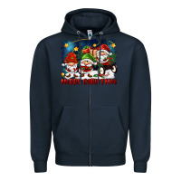 Navy merry christmas gnomies wagon Zipper Hoodie - FaDigitalArtStudio