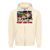 Merry Christmas Gnomies Wagon Zipper Hoodie | Teevron