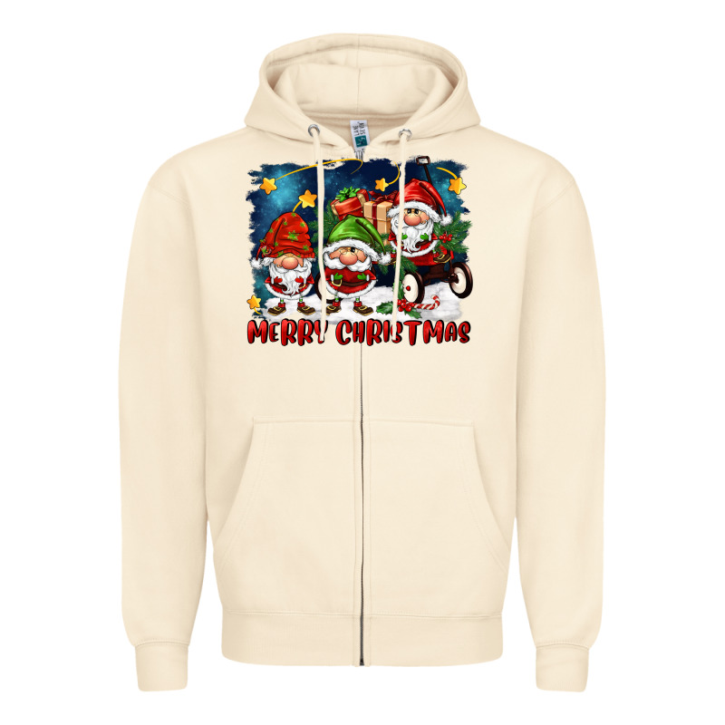 Merry Christmas Gnomies Wagon Zipper Hoodie by FaDigitalArtStudio | Teevron