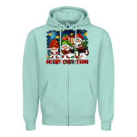 Seafoam merry christmas gnomies wagon Zipper Hoodie - FaDigitalArtStudio