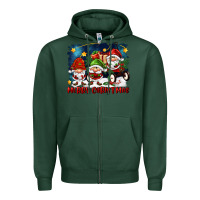 Sports Green merry christmas gnomies wagon Zipper Hoodie - FaDigitalArtStudio