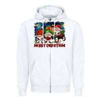 White merry christmas gnomies wagon Zipper Hoodie - FaDigitalArtStudio