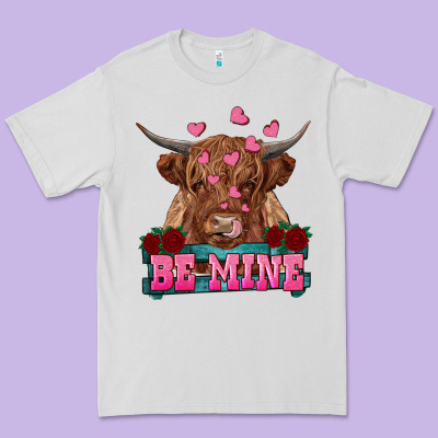 Be Mine Highland Cow Premium Tee Designed By Ranaportraitstore