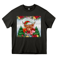 Asphalt christmas cow Heavy Core Tee - MaliasSmallBusiness