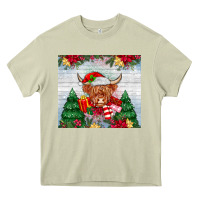 Mossy christmas cow Heavy Core Tee - MaliasSmallBusiness