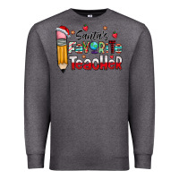 Charcoal Heather Santa Favorite Teacher Premium Sweatshirt - CowhideDigitalArt
