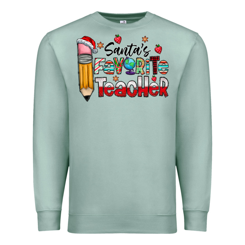 Santa Favorite Teacher Premium Sweatshirt by CowhideDigitalArt | Teevron